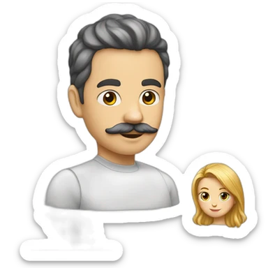 garçon blanc cheveux noir un peut de moustache avec une fille avec les cheveux noi et lissé sticker