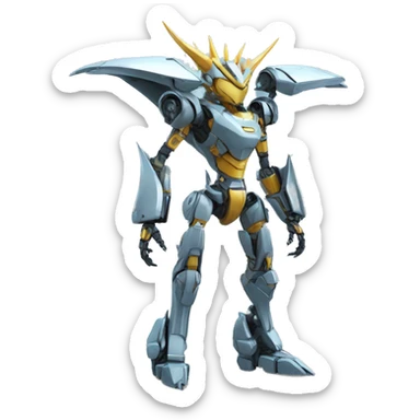 a futuristic mechanical spiky Medabot-Dragon full body sticker