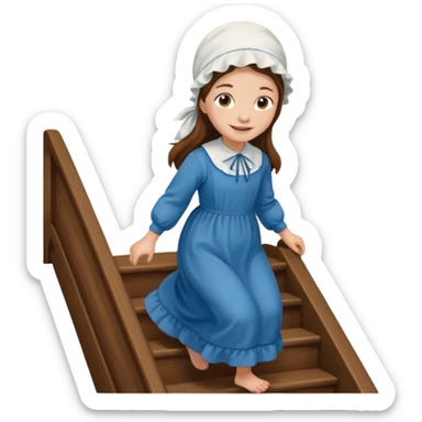 AMISH GIRL SLIDER DOWN STAIRS sticker