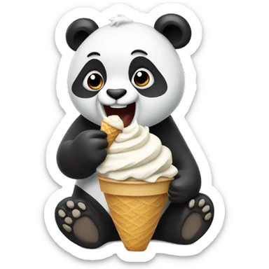 Panda eating ice cream sticker