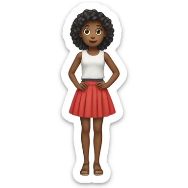 Girl holding her skirt sticker