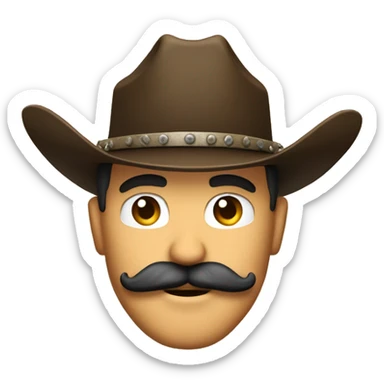 Tom selek with a mustache and cowboy hat sticker