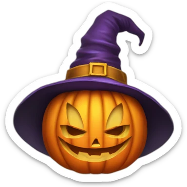 jack-o-lantern wearing wizard hat sticker