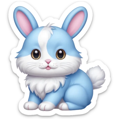blue bunny and pink cat sticker