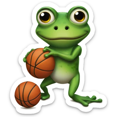 Frog playing basketball sticker