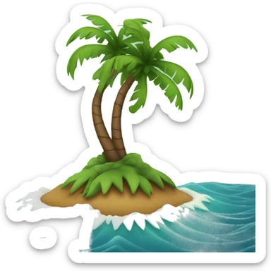 Island with palm tree and waves sticker
