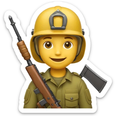 Yellow emoji face soldier sticker