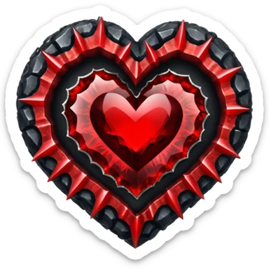 Black and red gothic crystal geode heart sticker