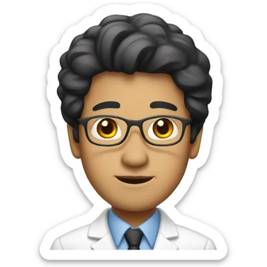 a black hair asian professor sticker