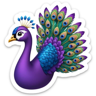 pluma de pavo real morada sticker