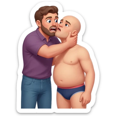 Tall man choking a shorter bald man in underwear sticker