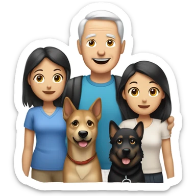 60 year old white man with TWO Asian girls and TWO German Shepard dogs sticker