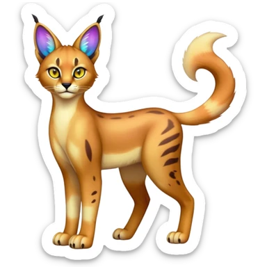 An iridescent transparent  colorful lynx-caracal-serval-fakemon-creature-hybrid sticker