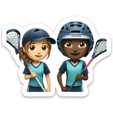 Boy and girl playing lacrosse  sticker
