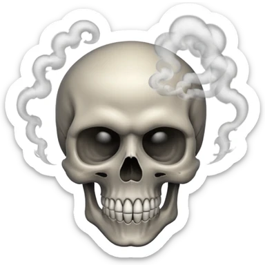 Make a skull emoji whose head is blasted off and smoke is coming from its head from inside sticker