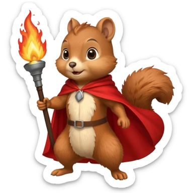 squirrel holding torch with red cape sticker
