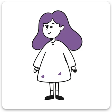 A simple sketch of a girl with flowing purple hair sticker