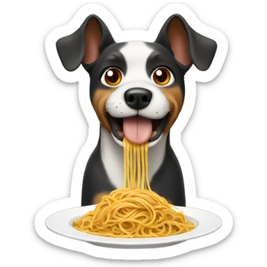 Dog eating spaghetti  sticker