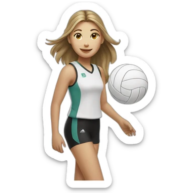 Withe girl volleyball player sticker