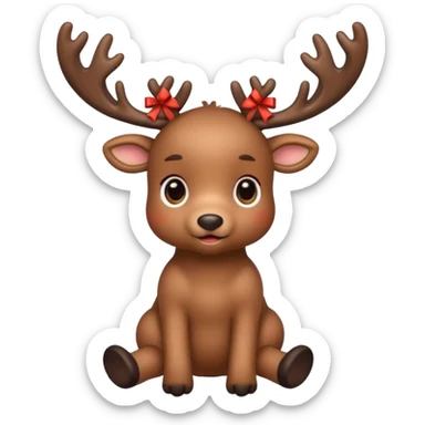 reindeer baby  cute, full body , gifts stuck in head sticker