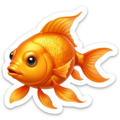 Cinematic Noble Orange Goldfish Portrait Emoji, Poised and regal, with a sleek, streamlined build and a lustrous, vibrant orange body, deep-set soulful golden eyes, Simplified yet sharp and sophisticated features, highly detailed, glowing with a soft, dignified glow, high shine, intelligent and graceful, stylized with an air of aquatic elegance, focused and attentive, soft glowing outline, capturing the essence of a watchful and confident aquatic companion, so majestic it feels as though it could glide out of the screen with effortless authority! sticker