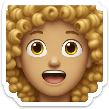 mixed boy curly hair screaming sticker