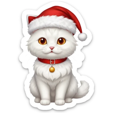 a full-body white cat with Christmas accessories  sticker