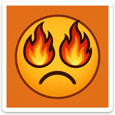 Make the flames in the emoji's eyes bigger and more intense sticker