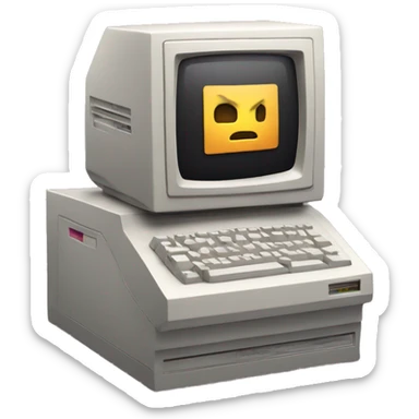 80's computer with an arrow on the screen sticker