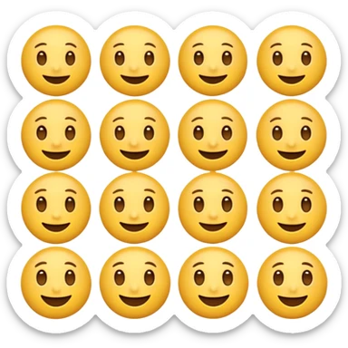 Emoji challenge.
Show 16 emojis that are almost identical.
Only one emoji has a small difference in shape or expression.
Neutral background, soft shadows.
Increase difficulty slightly.
Add subtle animation to keep attention. sticker