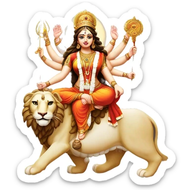 Maa durga on lion     and title shold be         
       विजयादशमीको हार्दिक शुभकामना! sticker