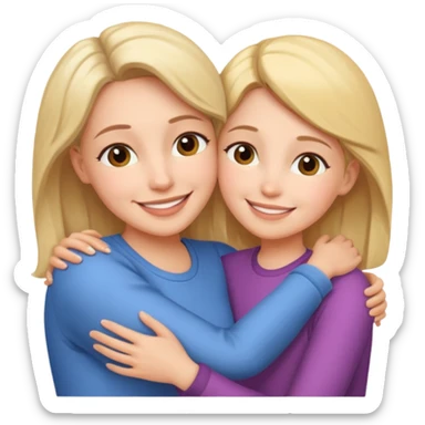 Abrazo de apoyo de madre e hija sticker