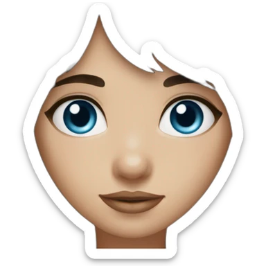 Dark brown long hair fringe girl with blue eyes sticker