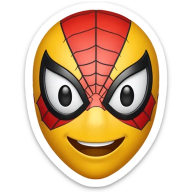 create a yellow emoji of spiderman. style old emoji sticker