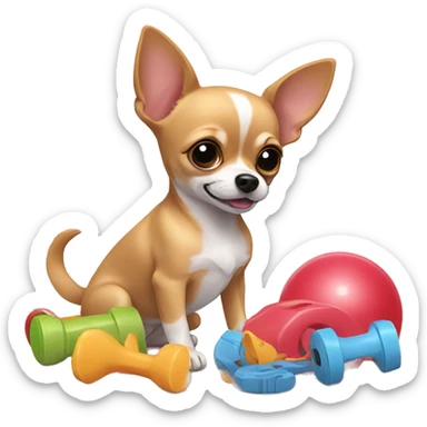 Chihuahua playing with toys  sticker