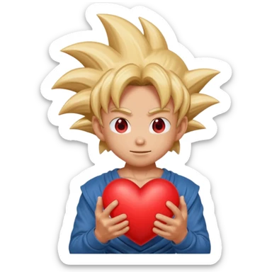 Goku holding emoji heart sticker