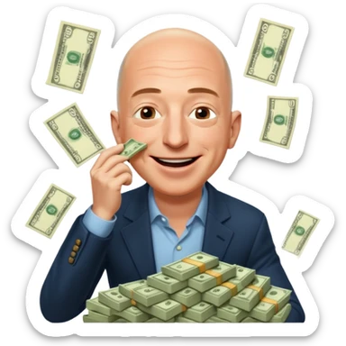 jeff bezos sniff money and laughing like madman sticker