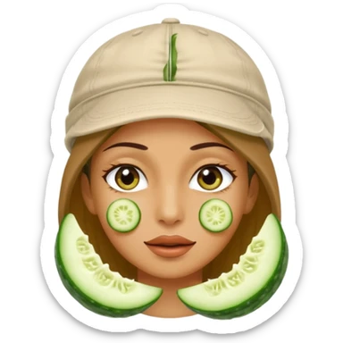 mulher de touca na cabeça e pepino nos olhos sticker