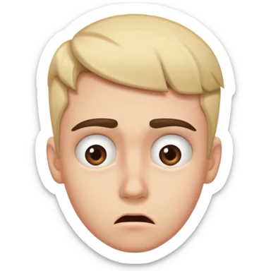 I need you to make an emoji of the gen z stare (young person like 20 yro’, like confusion, disgusted and kinda bored, it has to be very confused and disgusted, make the eyebrows very expressive, make one up and one down  sticker