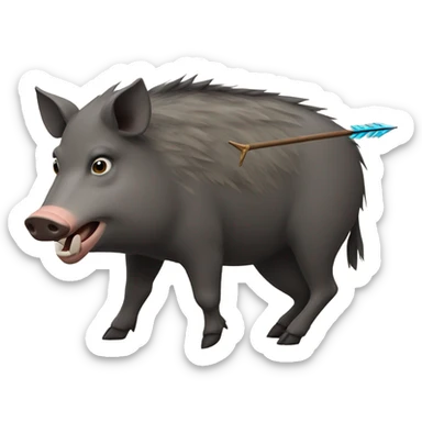 Wild boar with an arrow in it  sticker