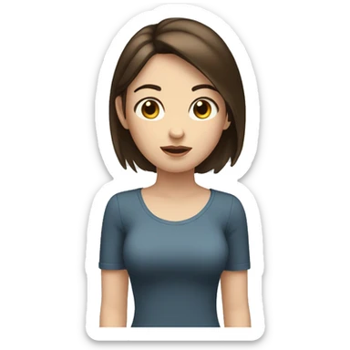 girl with brunette hair and white skin shrugging sticker