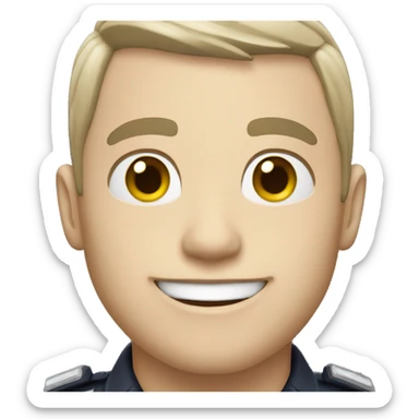 A police man, white skin, happy sticker