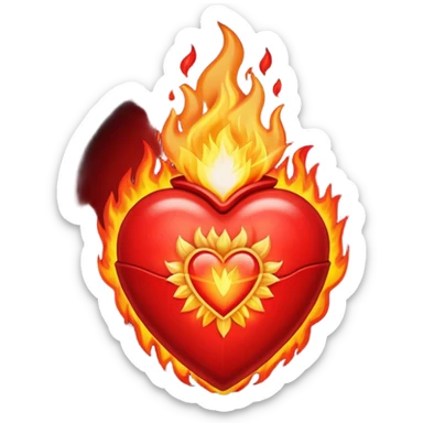 Sacred heart on fire sticker