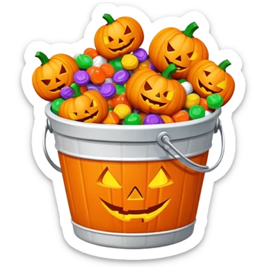 pumpkin bucket filled with Halloween candy sticker