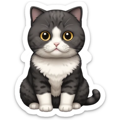 black Scottish fold cat with white spot on the chest sticker