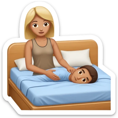 Girl massaging guy on bed sticker