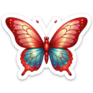 red glitter butterfly sticker