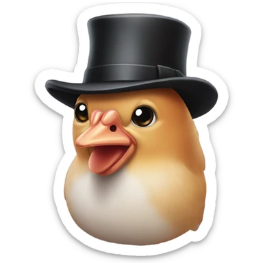 Whole cooked chicken wearing a bowler hat sticker