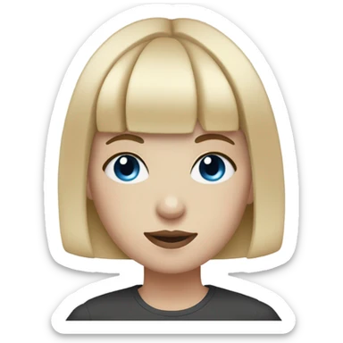 Girl with blonde short hair and bangs and pale skin and blue eyes and septum piercing  sticker