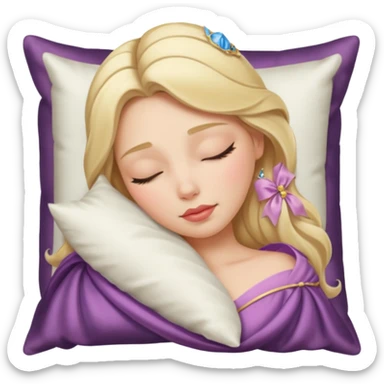 sleeping beauty blonde white girl with a silk pillow sticker